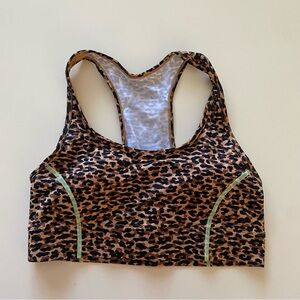 Fabletics cheetah print medium impact sports bra with removable pads